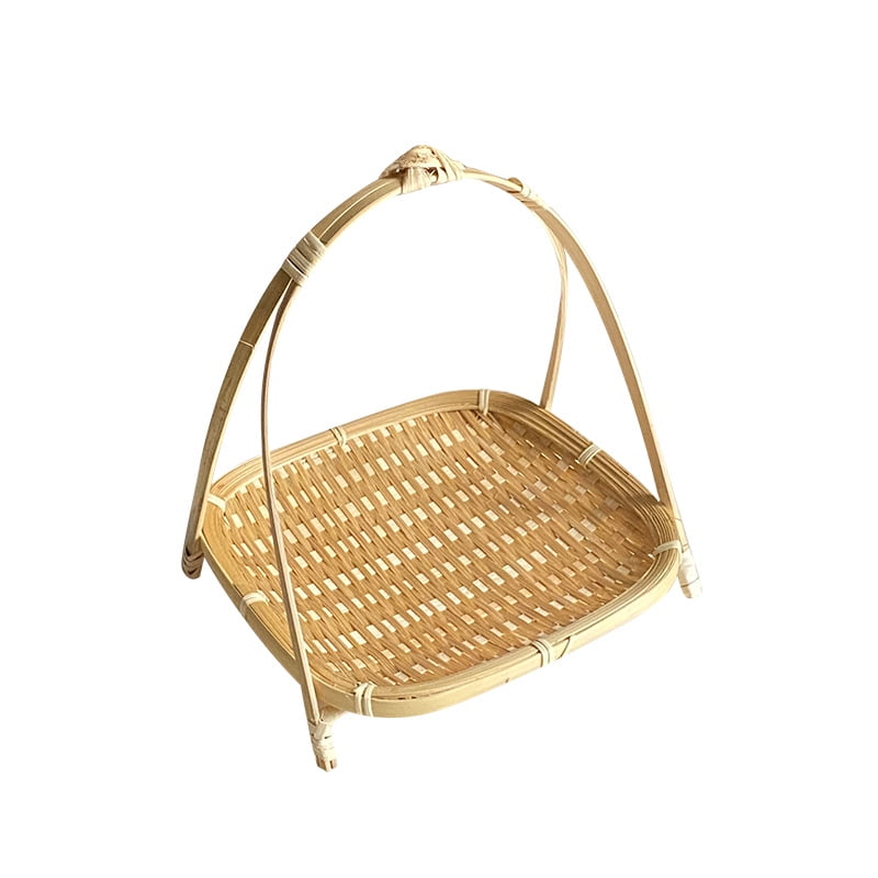 Handcrafted Bamboo Basket - Round & Square Food Storage for Tea Snacks, Fruit, Cake, Dried Fruit, Snacks, Pastries Multi-Layer Bamboo Storage Basket - Bamboo Products