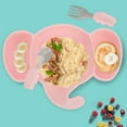 thumbnail image 2 of MasteelfCA 1 Set Baby Feeding Bowl Silicone Weaning Plate Cartoon Suction Bowl Fork Spoon, 2 of 8
