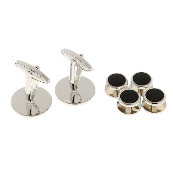 Men Tuxedo Buttons Shirt Cufflinks Formal Dress Costume color black color