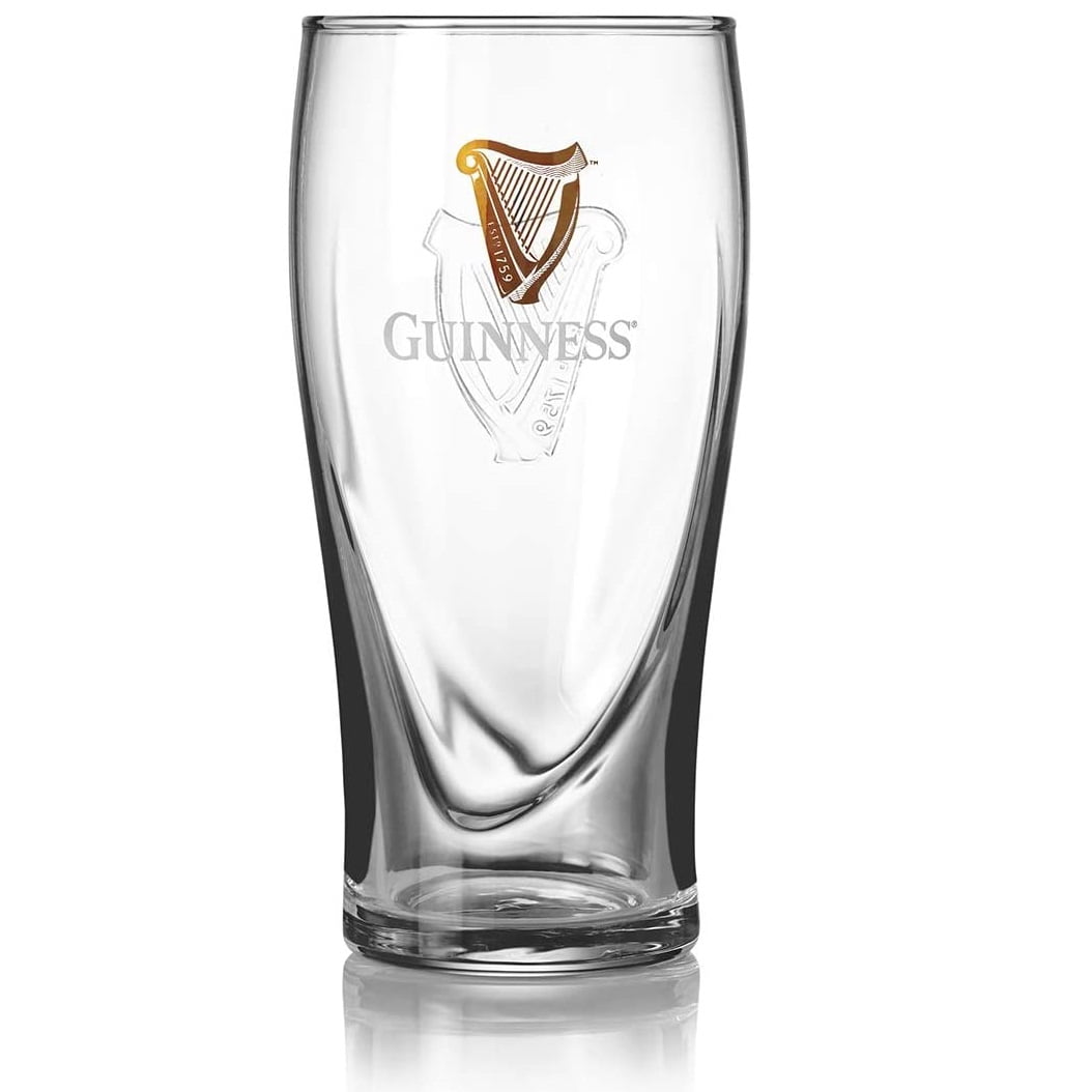GUINNESS EMBOSSED PINT GLASSES 2 PACK WITH HARP 20 oz OFFICIALLY LICENSED 