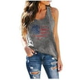 thumbnail image 2 of Fznquz Going Out Tops for Women 4th of July Independence Day American Flag Gray Crew Neck Sleeveless Soft Fashion Women's Tank Tops Plus Size, 2 of 4