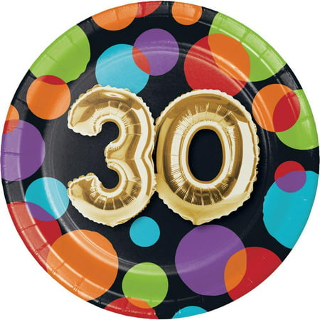 Creative Converting Balloon 30th Birthday Dessert Plates, 8