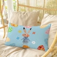 thumbnail image 4 of Spring Easter Pillow Covers, Linen Long Throw Pillow Case, Bunny Colorful Eggs Floral Blue Holiday Pillow Protector Decorative Cushion Cover for Living Room/Bedroom 20" x 36", 4 of 8