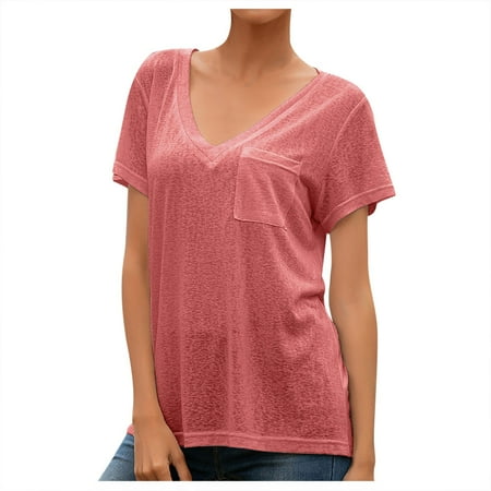 

adviicd Corset Tops For Women Women s Comfy Casual Summer Tops Short Sleeve V Neck Blouses T Shirts Twist Knot Tees Red XL