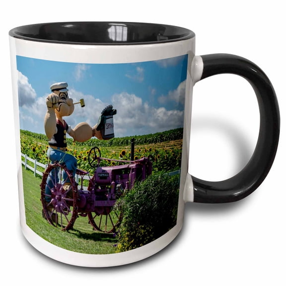 3drose, Popeye in the Fields, 15oz Two-tone Black Mug