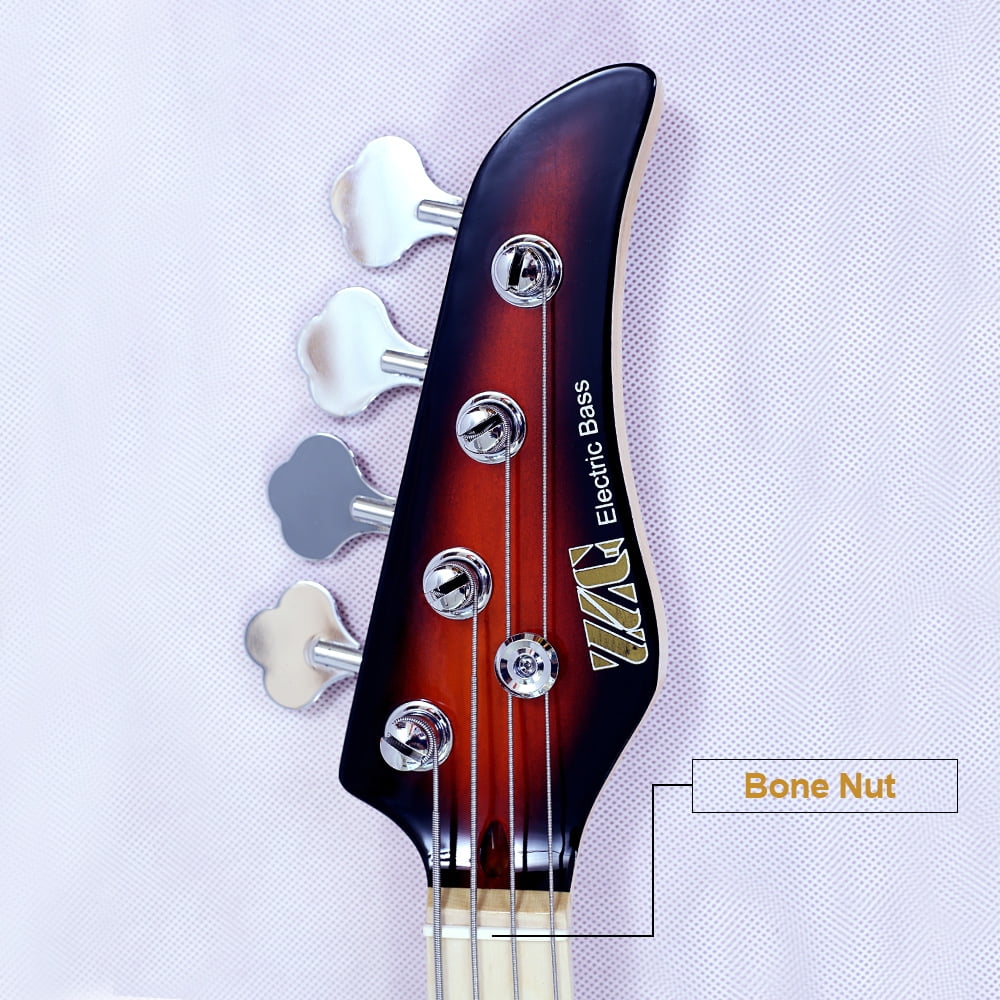 Waful New style 4 string electric bass basswood body maple neck maple fingerboard alnico pick up sunburst color good quality 