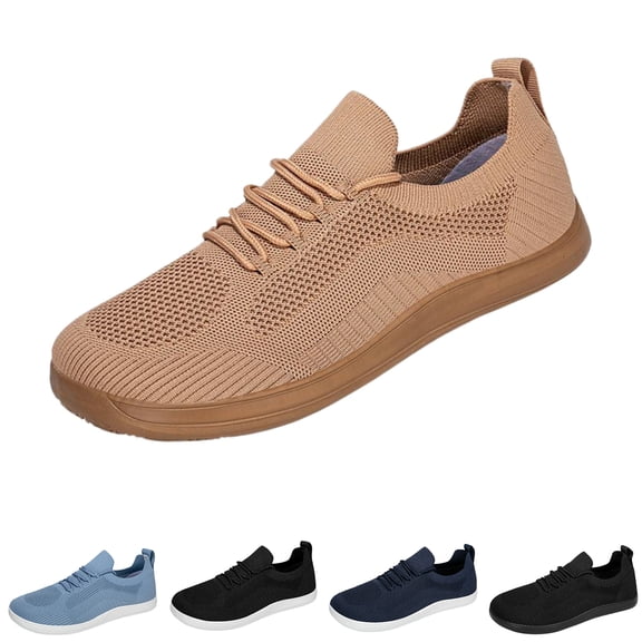 Nestiefly Womens Walking Shoes Wide Toe Box Barefoot Shoes Knitted Fashion Sneaker with Arch Support Black Wide 9