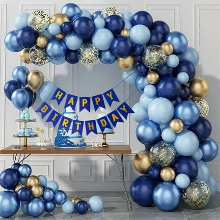 Blue Balloon Garland Arch Kit, 133 Pcs Latex Assorted Size Birthday Baby Shower Party Decoration