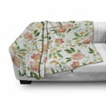thumbnail image 3 of Floral Soft Flannel Fleece Throw Blanket, Flower Petals Blossoms Leaves and Bird Sitting Vintage Inspired Image, Cozy Plush for Indoor and Outdoor Use, 50" x 60", Coral Fern Green White, by Ambesonne, 3 of 6