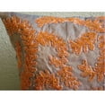 thumbnail image 3 of The HomeCentric Cushion Cover, Orange Zippered Throw Pillow Covers Pack of 2, 16x16 inch (40x40 cm), Silk Throw Pillow Covers, Nature & Floral, Ivy, Beaded, Cushion Cover&nbsp; - Orange Whirlwind, 3 of 4