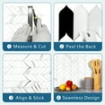 thumbnail image 4 of SUNWINGS 10-Sheet Peel and Stick Leaf Waterjet Backsplash Self Adhesive Tiles White Marble Wall Panels Stick on Backsplash for Kitchen, Bathroom, Fireplace, 4 of 7