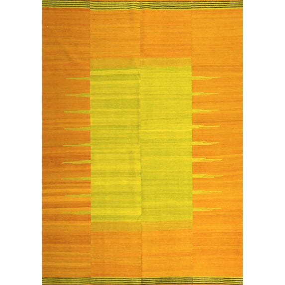 Ahgly Company Indoor Rectangle Abstract Yellow Contemporary Area Rugs, 5' x 8'