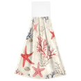 thumbnail image 7 of Yayeee Kitchen Hanging Hand Towels Set of 2 with Loop Bathroom Absorbent Tie Towel, Light Red Starfish, 7 of 7