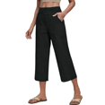 thumbnail image 7 of Women's Cotton Linen Three Quarter Pants High Waisted Solid Color Casual, 7 of 7