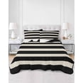 thumbnail image 3 of Black Beige Striped Full Size Down Alternative Comforter, Lightweight Comforter Quilt Bedding Set with Pillow Shams Vintage Geometric Line Simple All Seasons Bed Comforter Duvet Insert 78"x90", 3 of 7