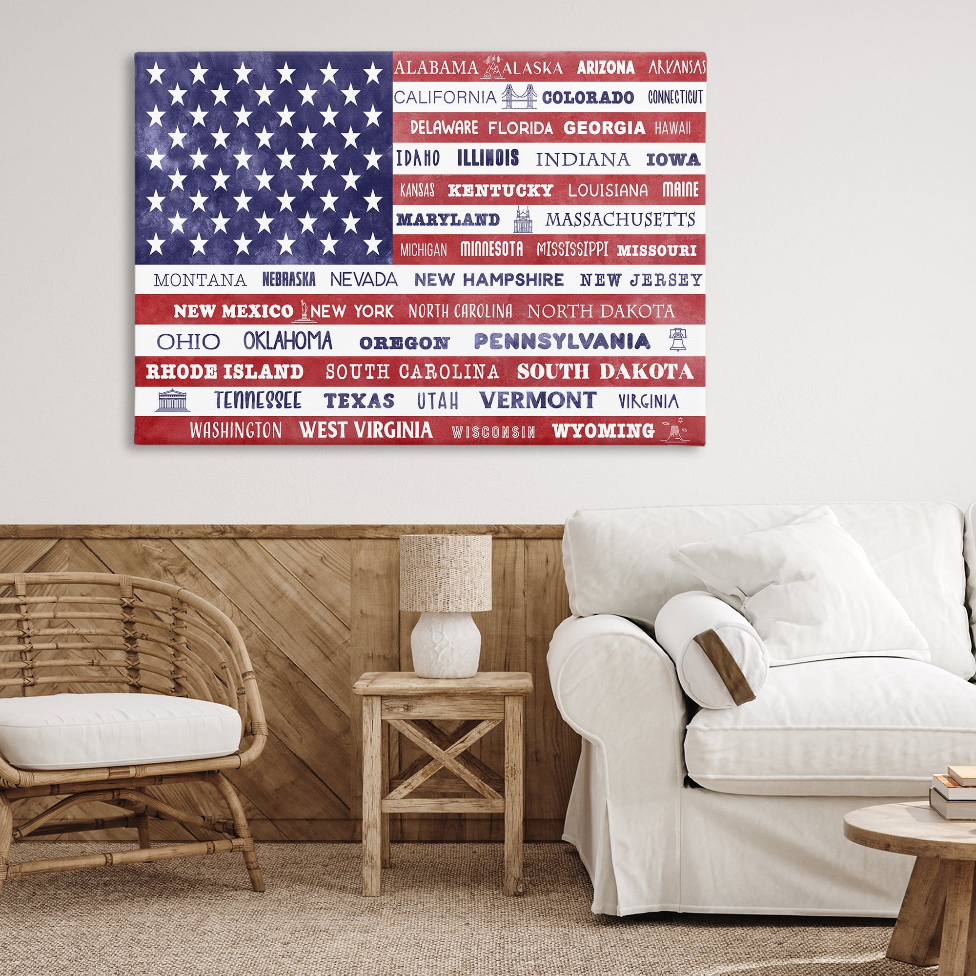 Stupell Industries States Of America Flag Canvas Wall Art, design by Daniela Santiago