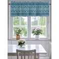 thumbnail image 3 of Curtain Valance for Windows,Blue Moroccan Abstract Plaid Kitchen Valances Rod Pocket Short Curtains,Watercolor Gradient Color Block Window Treatment Panel for Bedroom Bathroom 42"x18", 3 of 7