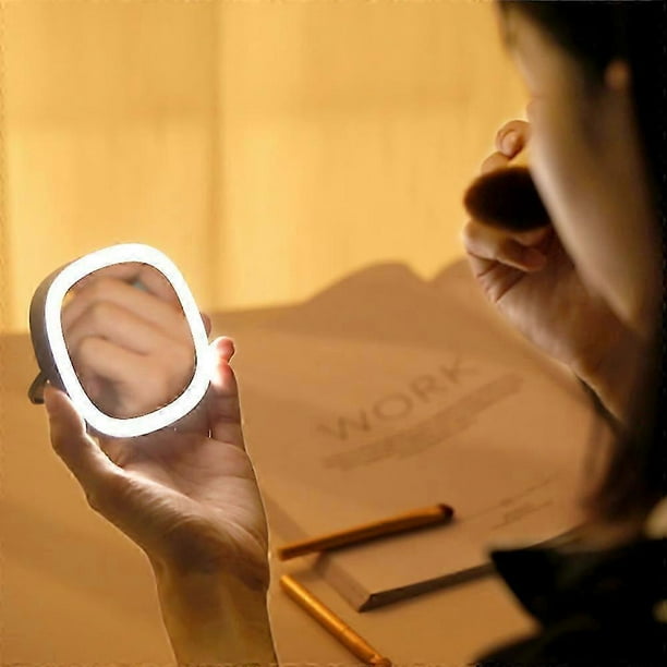 Rechargeable Travel Makeup Mirror with 30 LED Lights, Portable and Illuminated(White)