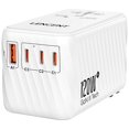 thumbnail image 1 of Adaptador de viaje LENCENT Cargador rápido universal GaN de 120 W blanco, 1 of 8