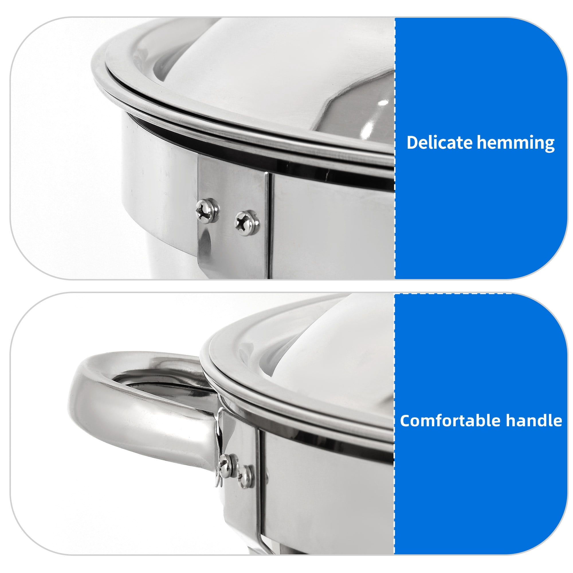 Uforic 5QT Chafing Dish Buffet Set, Round Stainless Steel Chafers and Buffet Warmers Sets with Food Pan, Fuel and Lid Holder, 1 pack