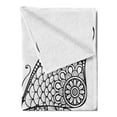 thumbnail image 2 of Folk Soft Flannel Fleece Blanket, Black and White Butterfly Design with Various Elements from Eastern Civilizations, Cozy Plush for Indoor and Outdoor Use, 70" x 90", White and Black, by Ambesonne, 2 of 5