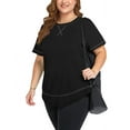 thumbnail image 5 of WellSize Womens Plus size Tops Curved Hem Summer Short Sleeve Shirts Loose Casual Tunic Tee, 5 of 8