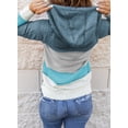 thumbnail image 4 of Asyoly Women Color Block Hooded Sweaters Long Sleeve V Neck Drawstring Hoodies Pullover Sweatshirts Casual Loose Jumper Lightweight Knitwear, 4 of 4