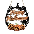 thumbnail image 2 of Halloween Wooden Door Hanger, Rustic Pumpkin Bat Ghost Themed Hanging Wall Plaque Sign,For Spooky Halloween Party Indoor Outdoor Home Front Door Porch Wall Holiday Decor (Rustic Pumpkin), 2 of 11