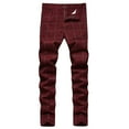 thumbnail image 1 of Fengqque Pantalon Habillé Homme à Carreaux Ajusté Coupe Ajustée Pantalon Habillé Extensible Coupe Régulière Décontracté Mode Golf Chino Crayon Vin 8(L), 1 of 6