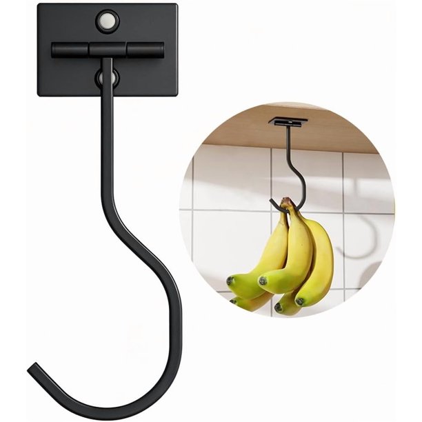 Gancho para plátanos bajo gabinete plegable imán adhesivo soporte para plátanos acero inoxidable resistente 13 lb uso en cocina
