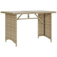thumbnail image 3 of vidaXL Patio Table with Glass Top Beige 43.3"x26.8"x27.6" Poly Rattan, 3 of 9