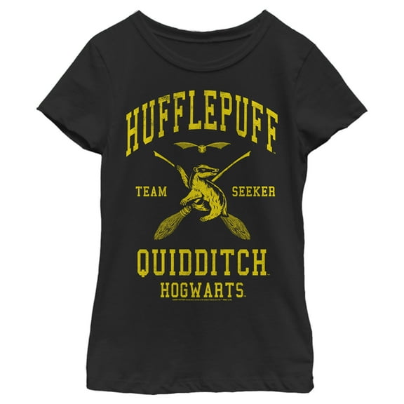 Girl's Harry Potter Hufflepuff Quidditch Seeker  Graphic Tee Black Small
