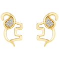 thumbnail image 2 of AFFY Round White Natural Diamond Accent Elephant Stud Earrings in 14k Yellow Gold Over Sterling Silver (I-J Color, I2-I3 Clarity, 0.05 Cttw), 2 of 3
