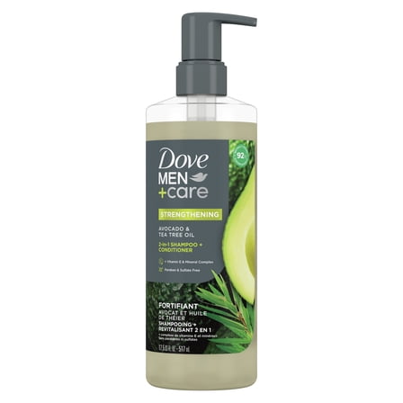 Dove Men Care 2-in-1 Men's Shampoo   Conditioner, Avocado & Tea Tree Oil All Hair Type, 17.5 oz