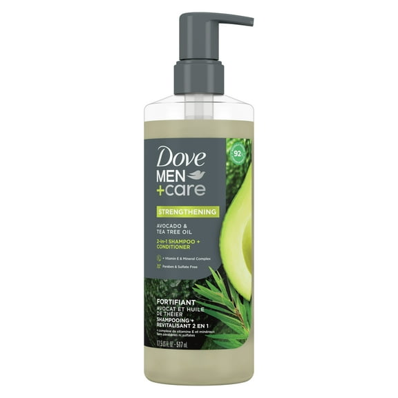 Dove Men Care 2-in-1 Men's Shampoo   Conditioner, Avocado & Tea Tree Oil All Hair Type, 17.5 oz