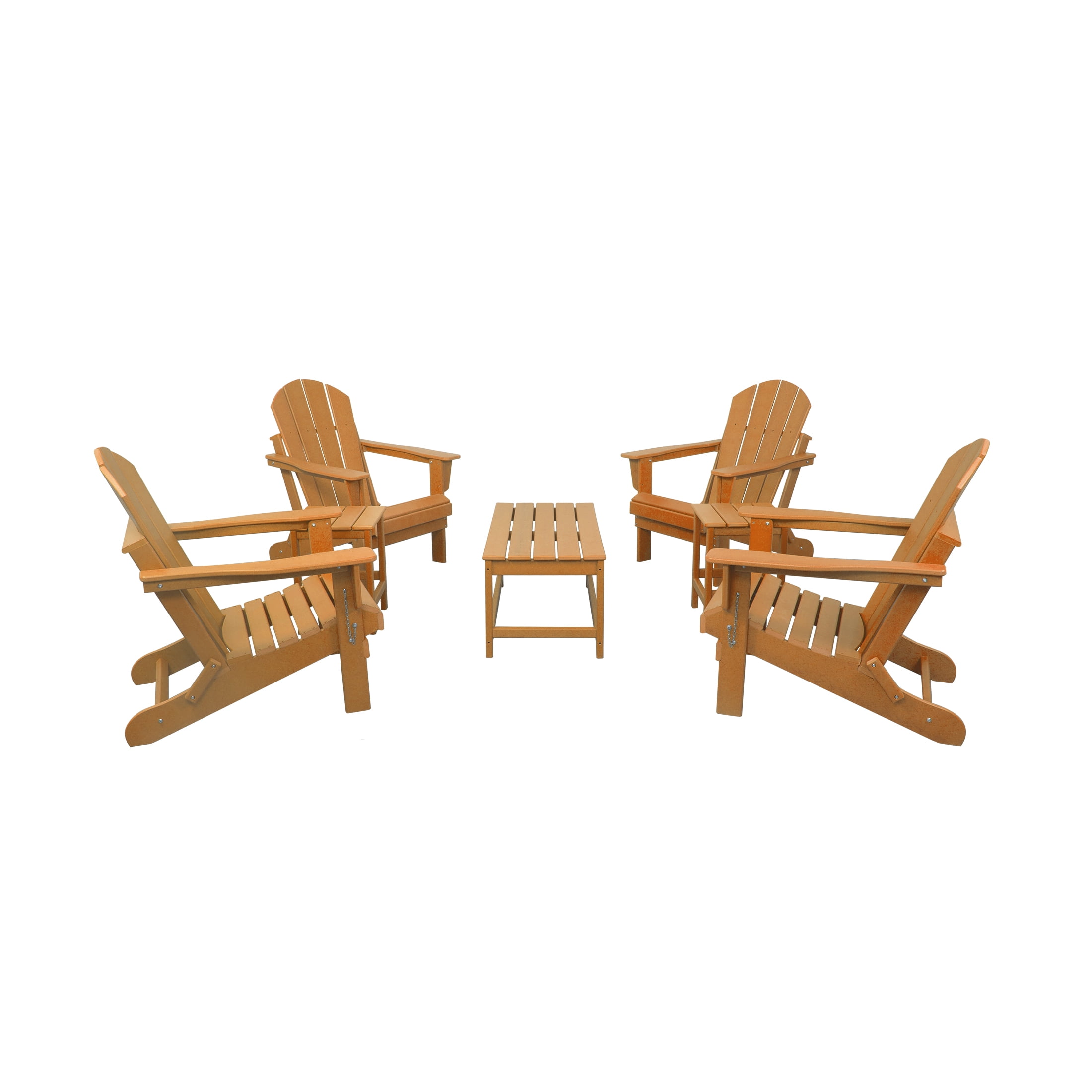 7-Piece Poly Adirondack Conversation Set Coffee Table, Side Table for Outdoor Patio Garden, Orange