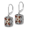 thumbnail image 2 of Shey Couture Sterling Silver with 14K Accent Antiqued Diamond and Marquise Garnet Leverback Earrings QTC657, 2 of 4