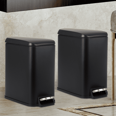 Dkelincs 1.3 Gallon (5 L) Step Trash Can with Lid Bathroom Garage Can Small Trash Bin Stainless Steel for Small Spaces(2, Black)