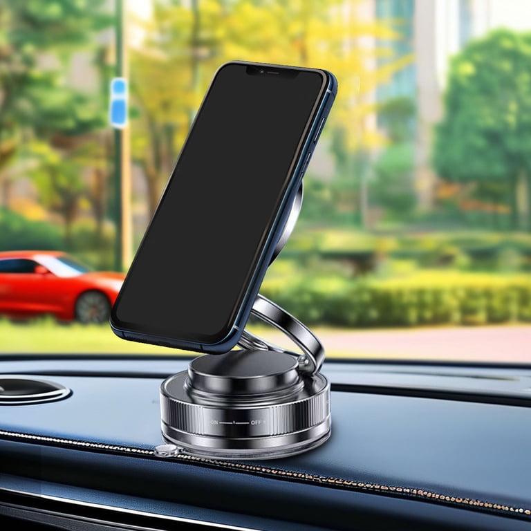 Support Téléphone Magnétique à Ventouse – 360° Ajustable, Base Vacuum, Noir