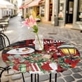 thumbnail image 6 of Red Black Plaid Snowman Christmas Round Tablecloth for 45-54 Inch Tables,Fitted Table Cover with Elastic Edge,Xmas Snowflake Botanical Waterproof Outdoor Table Cloth Protector for Patio Garden Dinner, 6 of 9