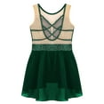 thumbnail image 6 of Doomiva Figure Skating Dress for Kids Girls Rhinestone Sleeveless Ballet Lyrical Dance Leotard Performance Dancewear Green 10, 6 of 7