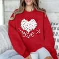 thumbnail image 2 of Penkiiy Valentines Day Love Heart Sweatshirts: Womens Valentine Sweatshirts Casual Lovely Graphic Long Sleeve Pullover Tops M Red, 2 of 7