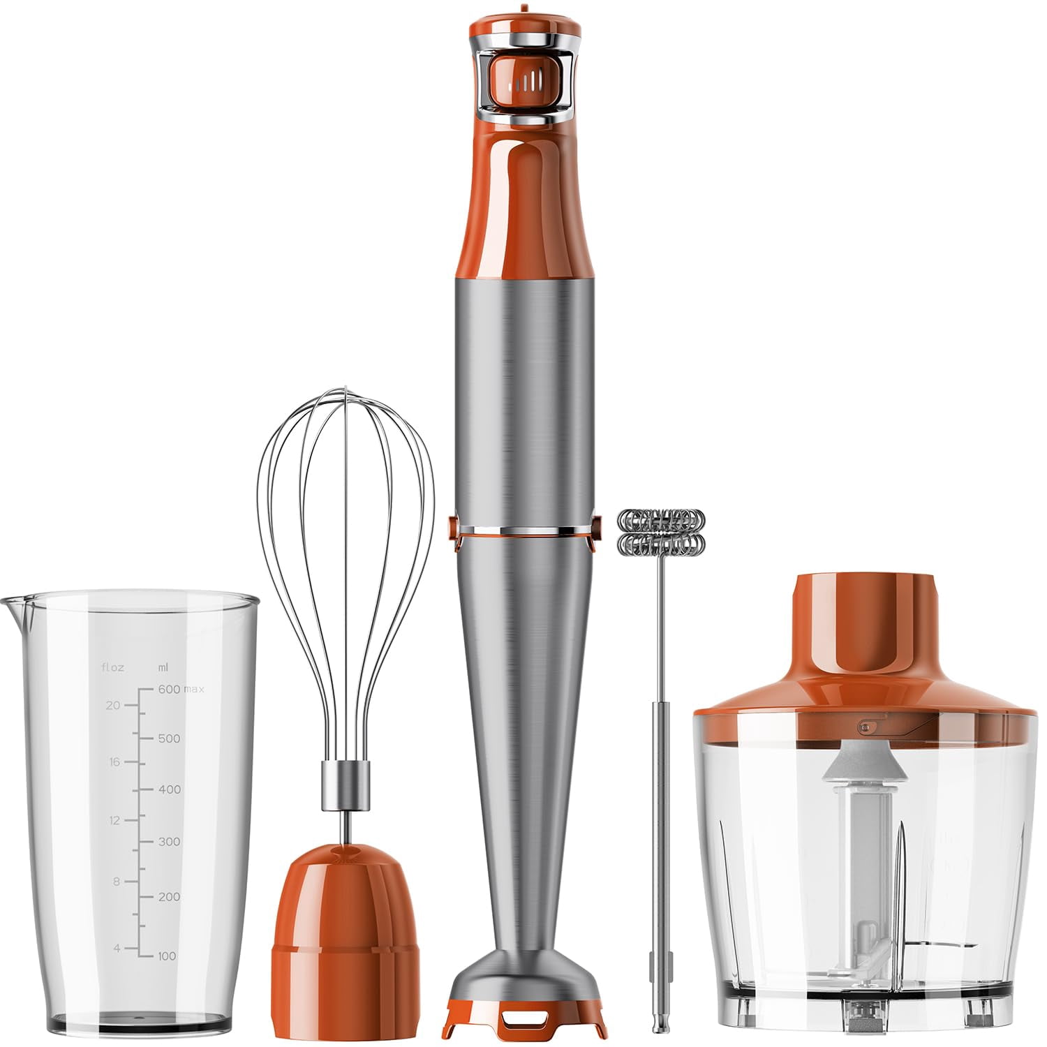 Immersion Blender Handheld Corded Hand Blenders Set 1100W, Trigger Variable Speed 5 in 1 Stick Emulsifier with Chopper, Whisk and Frother for Soup, B