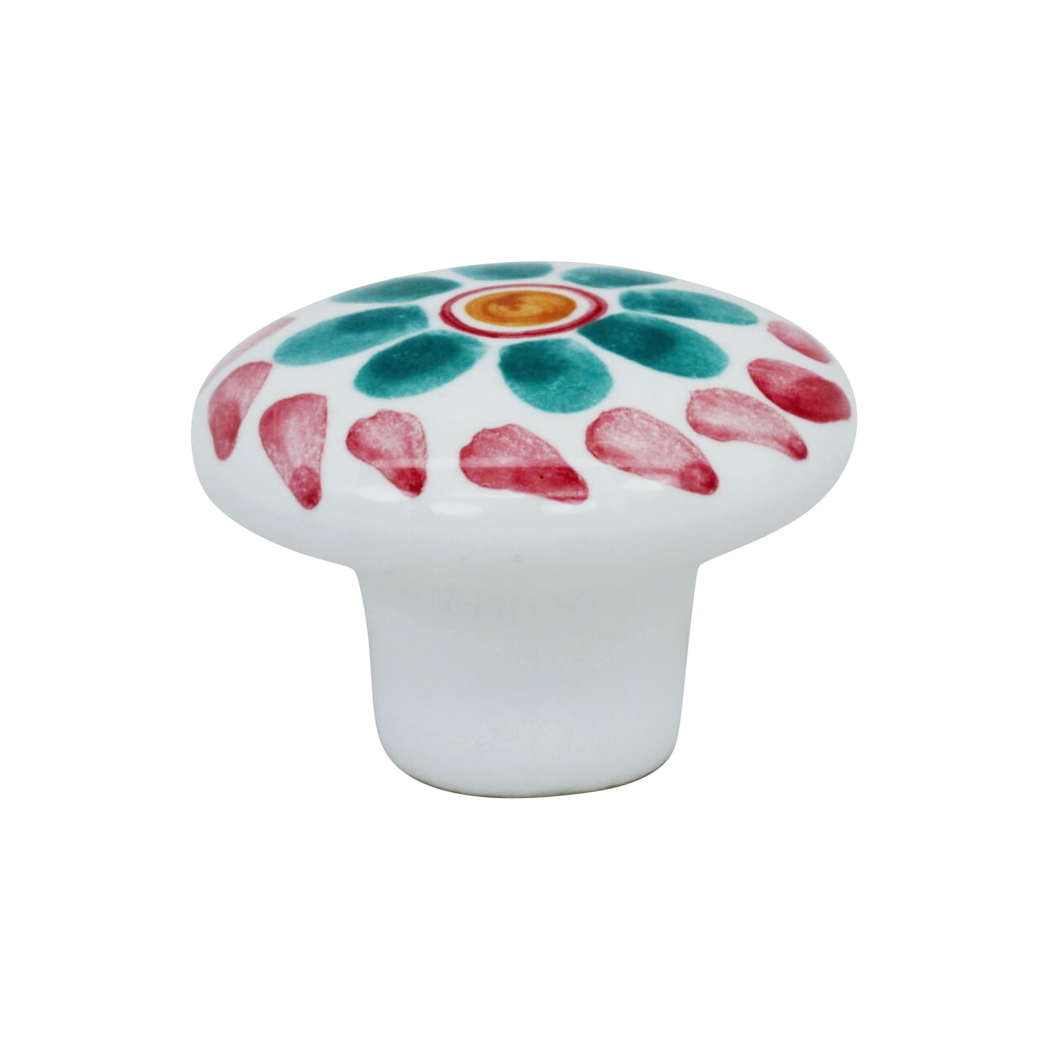 5 Pack Boho Blossom Green Flower Hardware Knob, 115/32 Inch