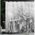 thumbnail image 4 of Ambesonne Grey Shower Curtain, Flying Plane on New York, 69"Wx70"L, Black and White, 4 of 5