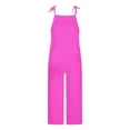 thumbnail image 4 of safuny Women's Wide Leg Cotton Loose Jumpsuits Pocket Teen Fashion Girls Solid Color Relaxed Sleeveless Scoop Neck Trousers Casual Comfy Bandage Adjust Hot Pink XL, 4 of 5