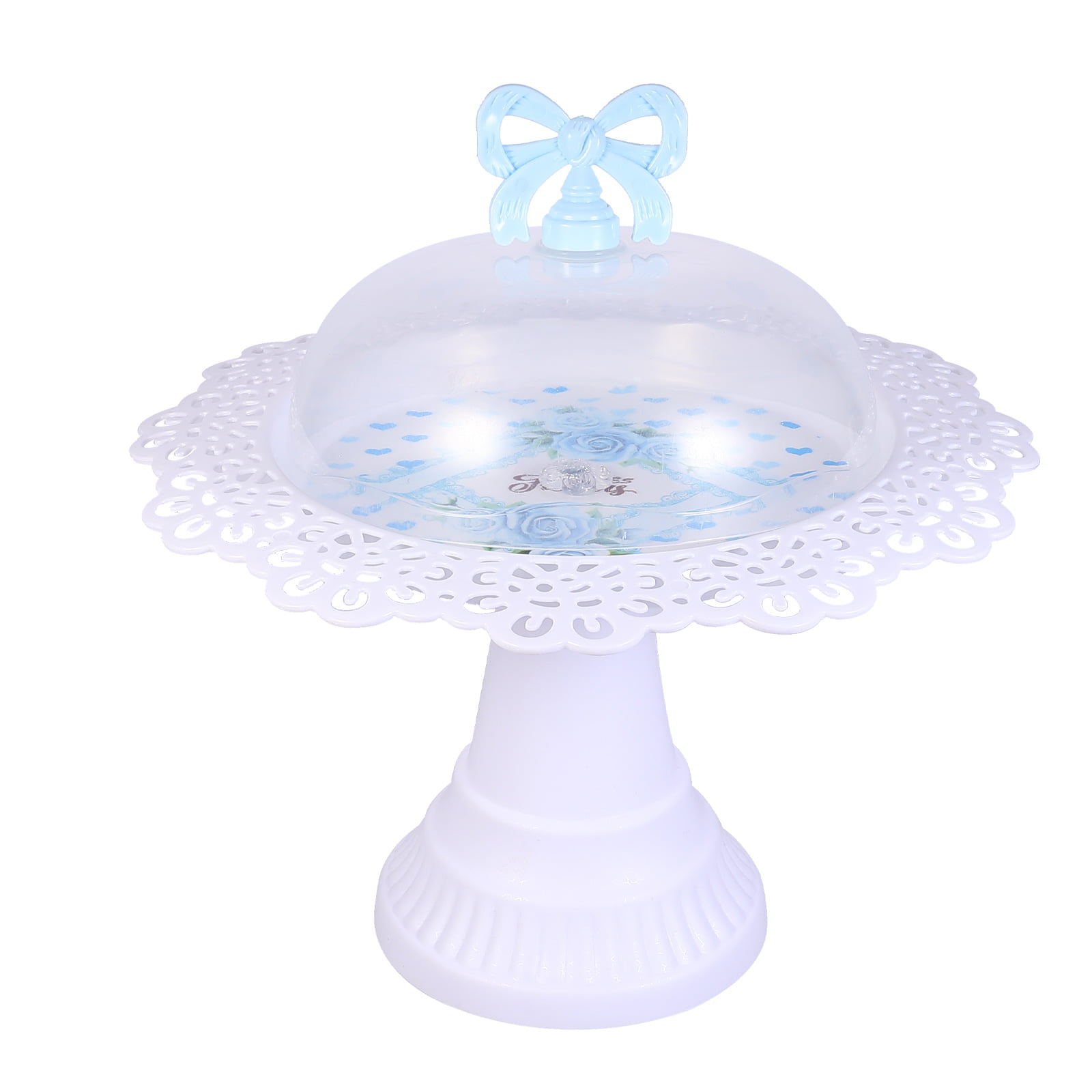 Details about   13" WHITE EMBOSSED  METAL CAKE STAND WITH COVERED DOME LID 