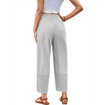 thumbnail image 3 of Women Baggy Wide Leg Pants Casual Elastic Waisted Palazzo Harem Pants with Pockets Light Gray S, 3 of 7
