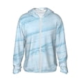 thumbnail image 2 of Uemuo Blue Marble Pattern Women's Full Zip UPF 50+ Sun Protection Hoodie Jacket Long Sleeve Sun Shirt Hiking Outdoor Performance with Pockets-Large, 2 of 9