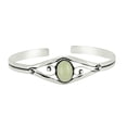 thumbnail image 3 of 925 Silver Plated Natural Prehnite Cuff Bangle Bracelet for Women – Handmade Open Bangle – Green Gemstone Statement Jewelry – Wedding Gift for Her, 3 of 5